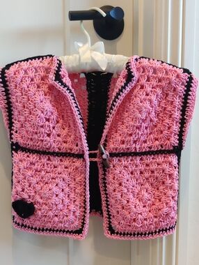 Youth Size 6 Vest Hand-Crocheted